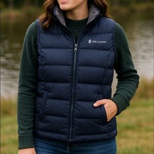 Free Country Navy Down Puffer Vest | XL | Lightweight & Warm Cabincore‎ Outdoors